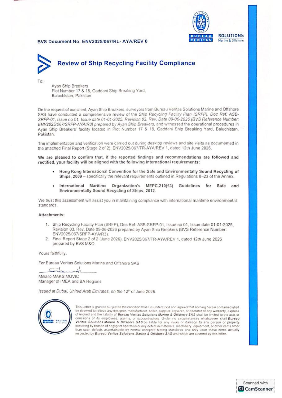 Bureau Veritas Solutions — Review of Ship Recycling Facility Compliance