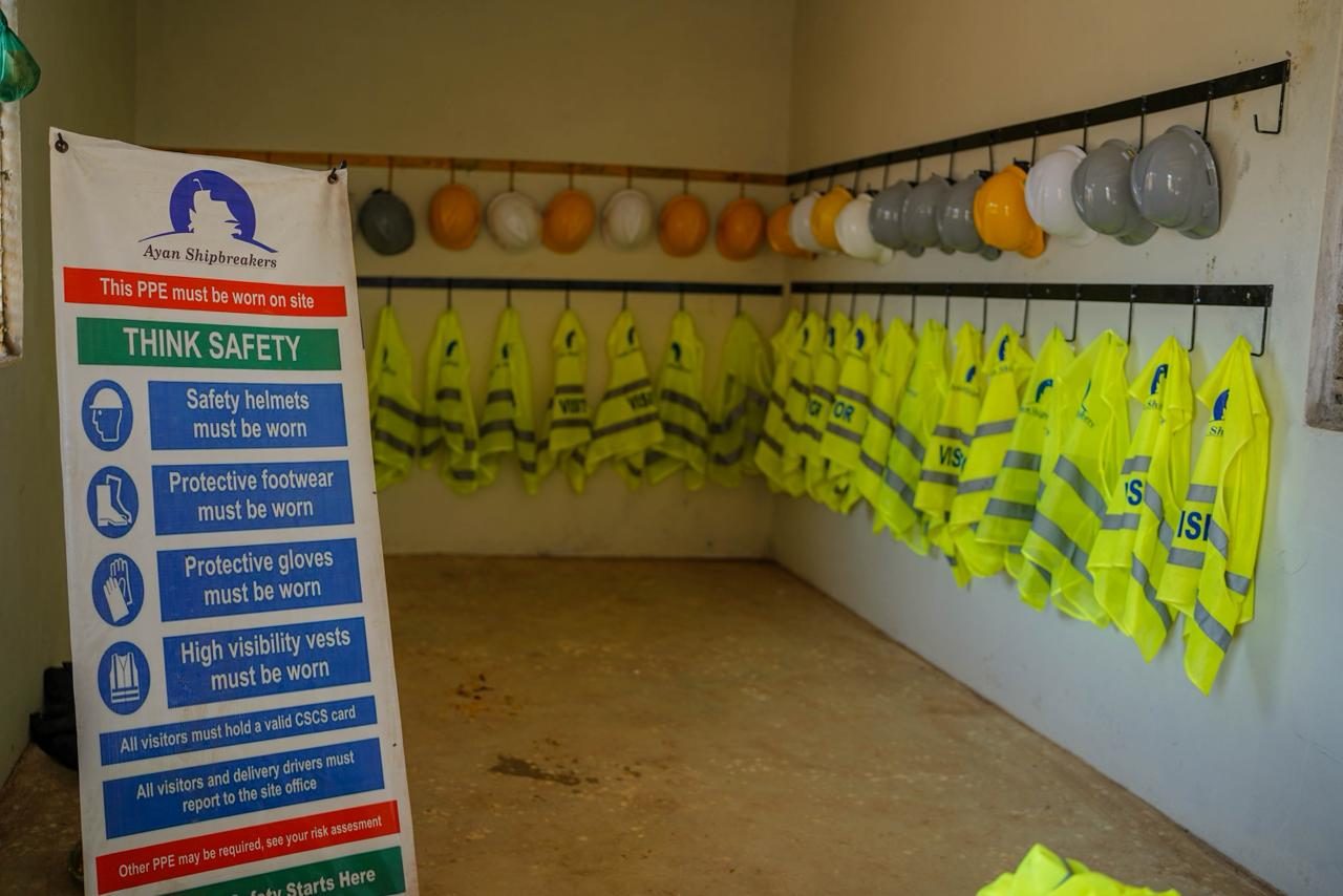 PPE room at the Ayan Ship Breakers yard, Gadani